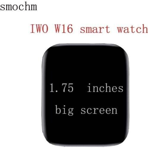 Smochm 1.75inch Infinite Screen IWO W16 Smart Watch 44mm Waterproof Temperature Blood Pressure for iOS Android PK IWO 12 Pro W26