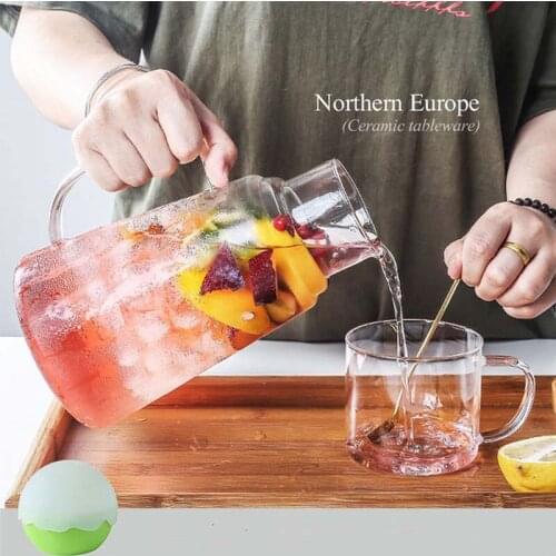 Glass Kettle Heat-Resistant Juice Pot Water Pitcher Tea Pot Flower Tea Cup Set Puer Teaware with Handle Office Home Tool