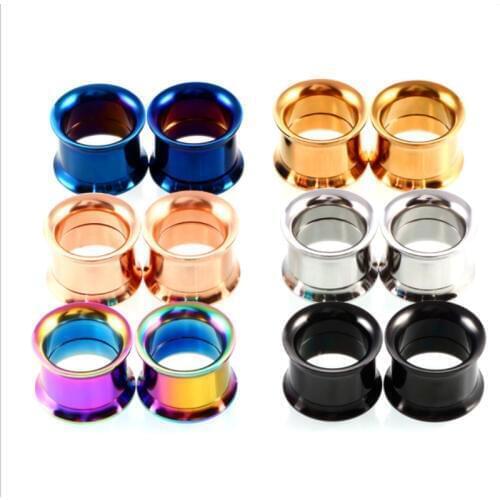 16PCS/Lot Stainless Steel 12G-12mm Ear Gauge Flesh Gold Color Ear Tunnel Plug Expansion Fashion Body Piercing Jewelry