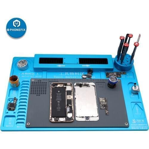 WL Aluminum Alloy Pad Microscope Fixed Base Soldering Mat With Sliding Microscope Base Screwdriver Holder Extended Platform