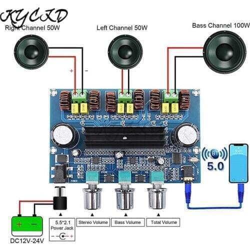 TPA3116D2 XH-A305 Bluetooth 5.0 Amplifier Board Volume Control Tone Board 50W*2+100W 2.1CH Class D Stereo Audio Bass Subwoofer