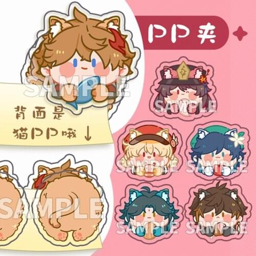 Genshin Impact Tartaglia Venti Xiao Hu Tao Cute Acrylic Creative PP Note Clamp Binder Clips Notes Letter Paper Clip Stationery