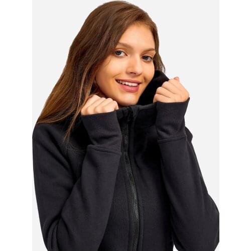 Women Sports Jacket Long Sleeve Thick Stand-up Collar Warm Hood Windproof Warm Zipper Yoga Wear Hooded Coat Running Gym Clothing