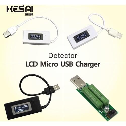 LCD Micro USB Charger Battery Capacity Voltage Current Tester Meter Detector White/Black Color+Load Resistor 2A/1A with Switch
