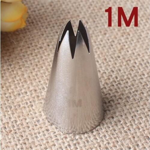 1M# Cake Decorating Nozzle Stainless Steel Icing Baking Pastry Tools Pastry Flower Mout Straight 6-Tooth Cream Nozzle