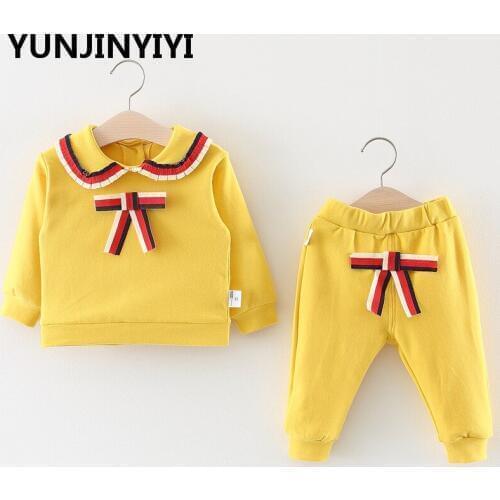 Navy Style 2pcs Teenage Autumn Spring Wear 3 4 5 years kids clothes Suit Baby cotton Fashion Tracksuit Girls Sets For Girl Child