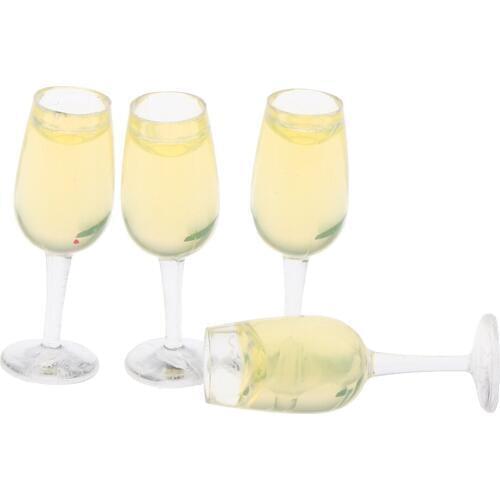 4PCS Wine Glass for 1:12 Dollhouse Miniature Handmade Kitchen Supplies