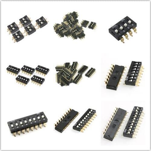 50 Pcs 2/3/4/5/6/7/8/9/10P Dual Row 2.54mm Pitch SMD Type Surface Mount DIP Switch