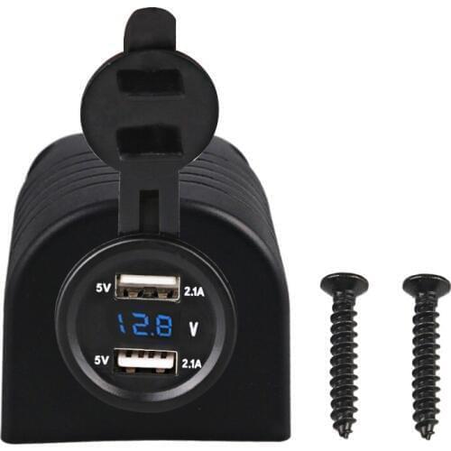 5v 4.2A Boats Auto Car Cigarette Lighter voltmeter Socket Dual USB Car Charger Power Adapter For Motorcycle With Tent Base