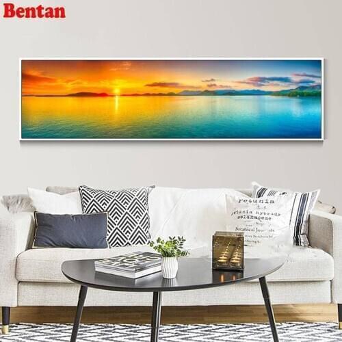 Sunset Sea Seascape diamond painting mosaic diamond pictures rhinestone embroidery full square round stones 5d cross stitch