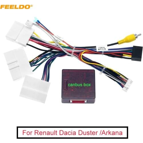 FEELDO Car Android Stereo 16PIN Power Wiring Harness Cable Adapter With CANbus Box For Renault Dacia Duster /Arkana /XM3