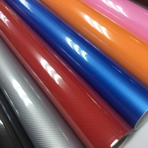 Car Styling 10/20/30/40/50/60CM X152CM Glossy Black RED BLUE 5D Carbon Fiber Vinyl film Car Wrap DIY Car Tuning Part Sticker