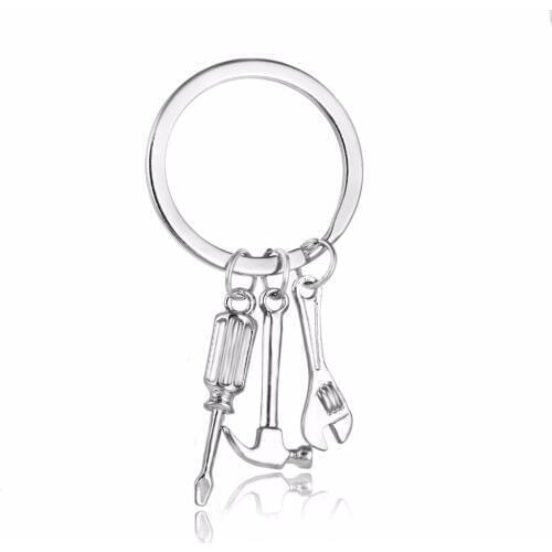 Bespmosp 12PC/Lot New Style Screwdrivers Hammer Wrench Pendant Keychain Keyring Punk Jewelry Man Women Keyfob Fashion Gifts