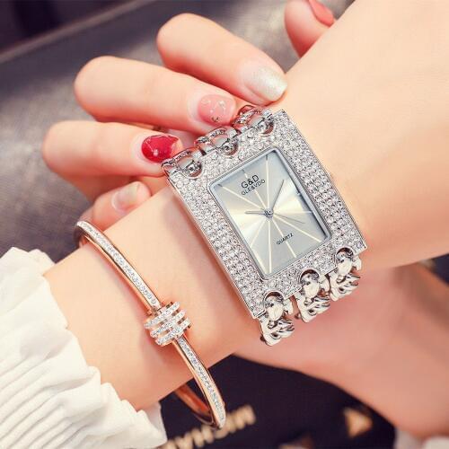 G&D Luxury Ladies Bracelet Watches Silver Fashion Casual Women Wristwatches Famous Brand Quartz Watches Reloj Mujer Montre Femme