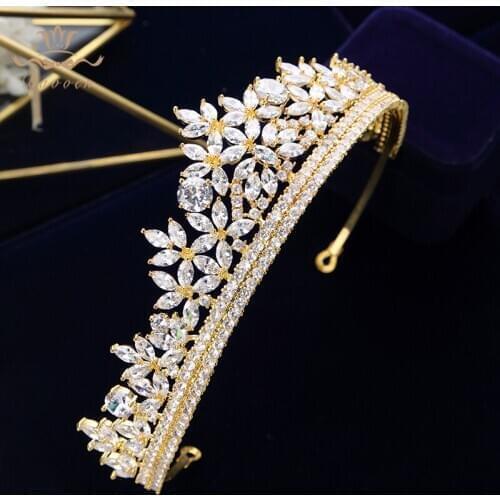 High Quality Royal Sparkling Zircon Brides Tiaras Crown Crystal Bridal Hairbands Headpiece Wedding Hair Accessories