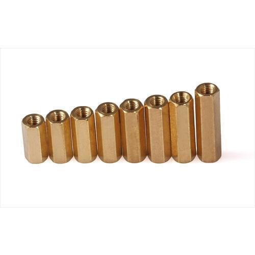 Double-pass Brass Hexagon Column Internal Thread Hollow Copper Stud Hexagonal Copper Isolation Column M3M4 10PCS
