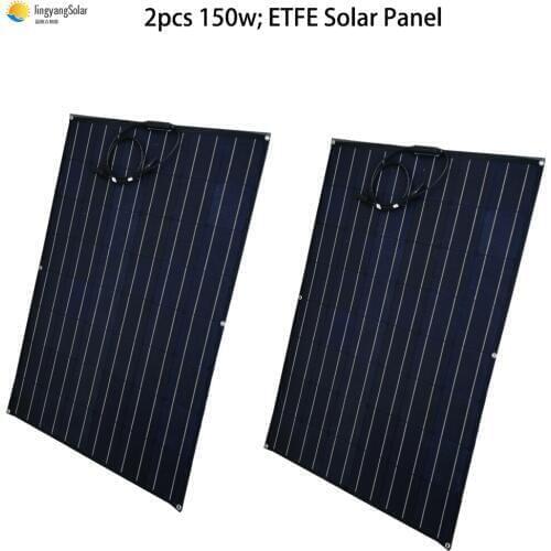 2pcs 150w etfe flexible solar panel 24VDC; semi flexible solar panel 150w sunpower solar cell 22% charging efficiency