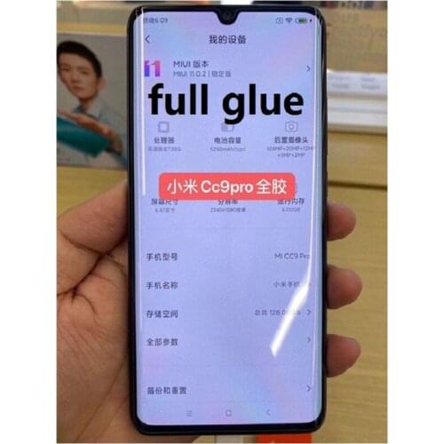 Full Glue Curved Full Cover Tempered Glass for Xiaomi mi 10pro Note10lite Screen Protector for mi CC9pro Note10pro Glass