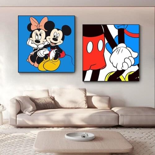 Disney Mickey Mouse Canvas Painting Mickey Minnie Character Poster and Print Wall Art Picture Cuadros for Living Room Decor