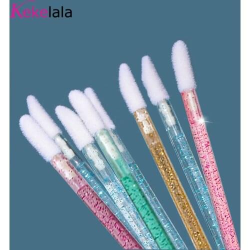 Kekelala 50Pcs/Lot Eyelash Extension Lifting Cleaner Mini Disposable Lip Brushes Glossy Crystal Makeup Applicators