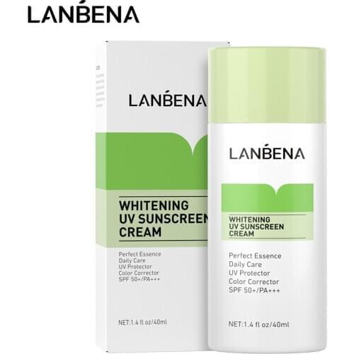 LANBENA Green Whitening Uv Sunscreen Cream SPF50+++ Brighten Moisturizing Skin Face Sunblock Sun Protect Solar Daily Care 40ml