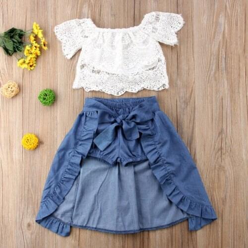 CANIS Summer 3Pcs Toddler Baby Kid Girl Summer Spaghetti Strap Polka Dots Tops+Ruffle Dress+Shorts Clothes