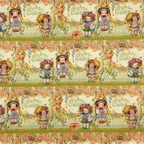 Cartoon Girl Secret Garden Tomato Doll 100% Cotton Fabric for Girl Clothes Hometextile Cushion Cover Curtain DIY 105cm Width