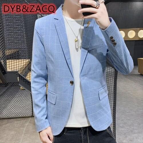Plaid Leisure Suit Male Slim Korean Version of The Trend of Small Suit Jacket Men Autumn Spring Thin Wind Youth Blazer Men