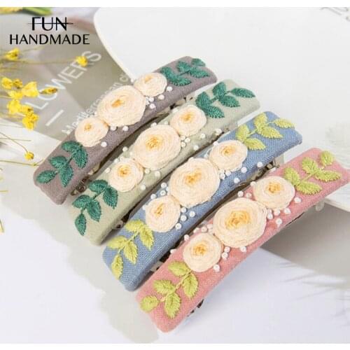 Set/DIY Hair Accessories Embroidery Kit Needlework Flower Cross Stitch With Hoop Handmade Craft Confidante Friend Gift