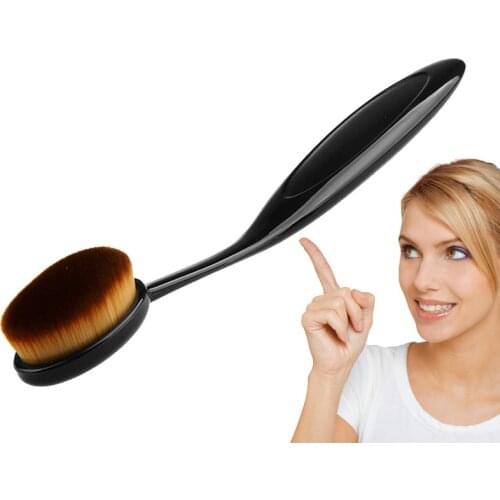Wholesale Free Shipping 1000pcs Latest Professional Black Plastic Rod Brown Synthetic Hair Toothbrush Appearance Fundation Brush