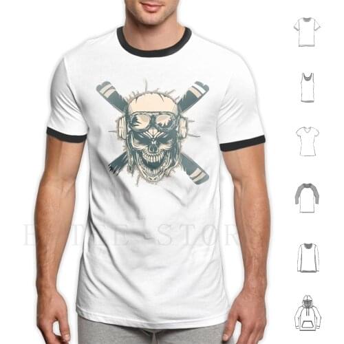 Paramotor Pilot T Shirt Skull In Helmet Sunglasses Propeller T Shirt Cotton Men Diy Print Paramotor Pilot Skull Helmet