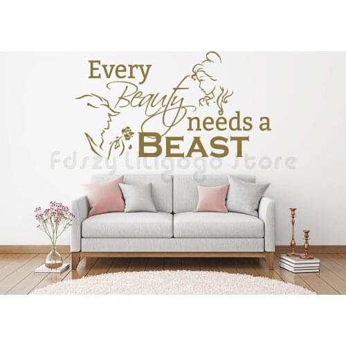 Romantic Bedroom Decor Beauty And The Beast Wall Vinyl Sticker Every Beauty Needs A Beast Quote Wall Decal Home Vinyl Art Q46