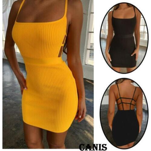 Sexy Women Summer Bodycon Backless Strappy Dress Evening Party Mini Dress UK