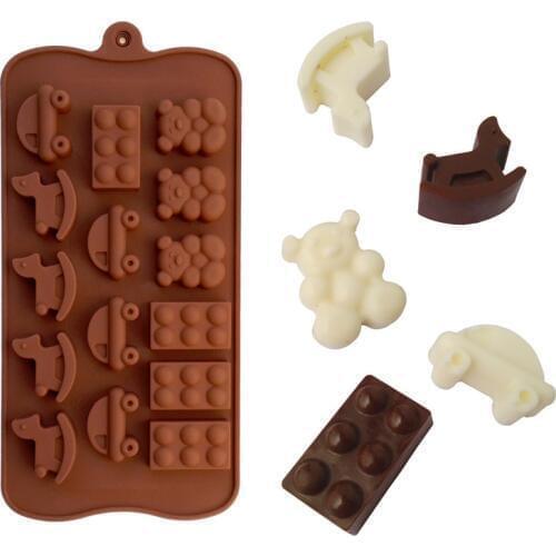 Trojan Horse Car Bear Shoes Shape Muffin Sweet Candy Jelly Fondant Cake Chocolate Mold Silicone Tool Ice Mould Baking DIY D509