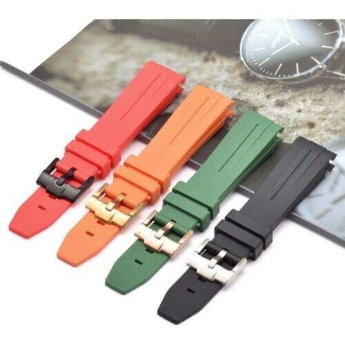 Silicone Rubber bracelet 20mm 22mm watchband sport watch strap curved end wristband waterproof accessories belt green watch band