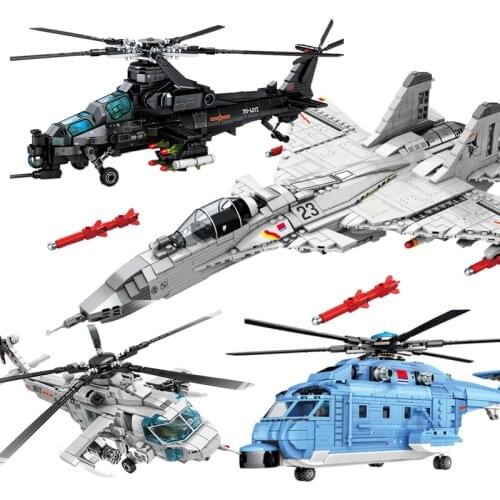 SEMBO Aircraft Helicopters Fighter Building Blocks Military City Z-18 Utility Airplane Army Figures Plane Bricks Children Toys