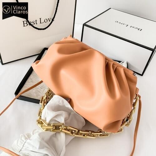 Cloud Pouch Bag Thick Chain Shoulder Bag Fashion Leather Womens Bag Luxury Handbags Designer Crossbody Bags for Women 2020 New