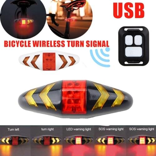 Rechargeable Bicycle Turn Signal Light Wireless Remote Mountain Bike Taillight Flashing Headlight