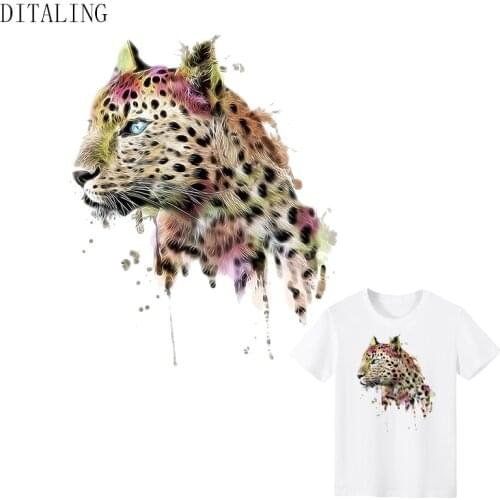 Animals Leopard Patch Thermal Stickers On Clothes DIY Iron On Patches For Clothing Heat Transfer Sticker Couple T-Shirt Applique