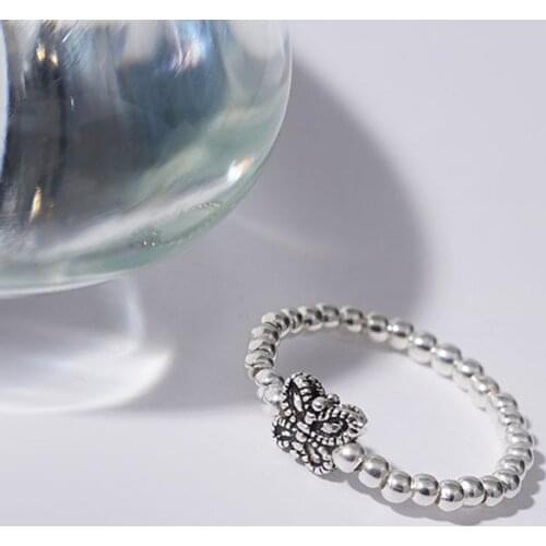 Todorova Vintage Butterfly Rings For Women Fashion Retro Beads Finger Ring Party Jewelry Gift