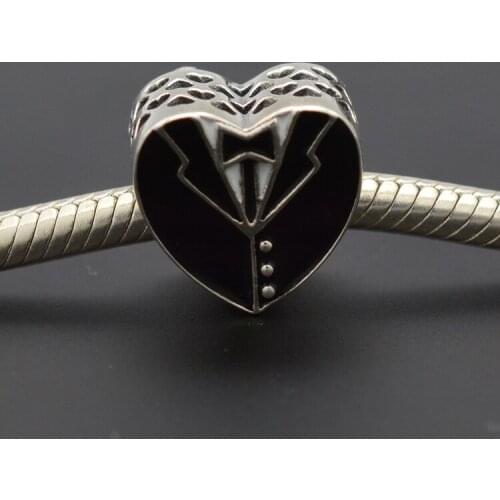 High Quality 925 Sterling Silver Heart Groom Suit Charms Beads Bracelet Original Diy Jewelry Bracelet Birthday Anniversary Gift