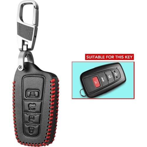 High quality New Leather car key case Full cover For Toyota Prius Camry Corolla C-HR CHR RAV4 Prado 2018 Accessories keychain