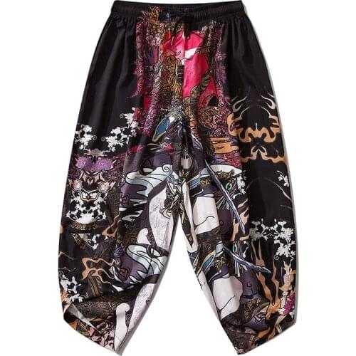 Japanese Kimono Thin Traditional Pants Men Asian Clothing Bath Pant Male Casual Loose Style Trousers Cosplay Pants V2075