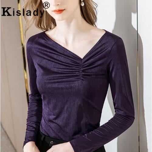 2020 Autumn Winter V-Neck Long Sleeve Vintage Shirt Elegant OL Tops Gothic Women Shirt Korean Harajuku Patchwork Solid Clothes