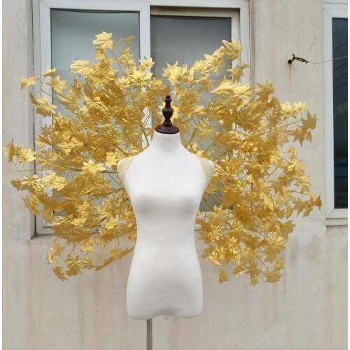 Golden angel wings Feather DIY gold Maple Leaf wing cosplay props Night Fancy Dress Costume Halloween Event Supplies