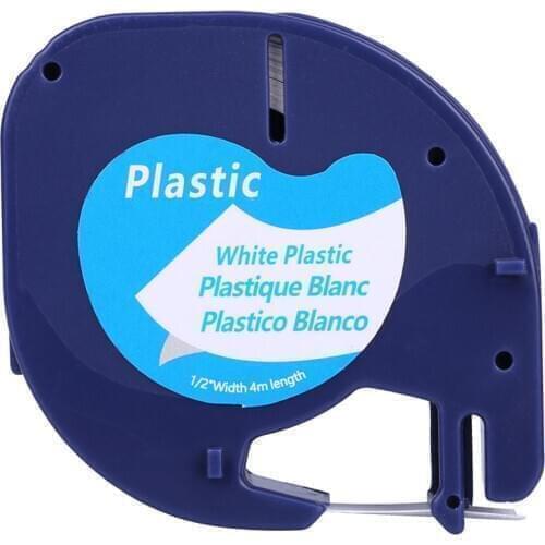 1 Compatible Dymo LT-100H, LT-100T, LT-110T, QX 50, XR, XM, LetraTag 91201 Black on White (12mm x 4m) Plastic Label Tapes for