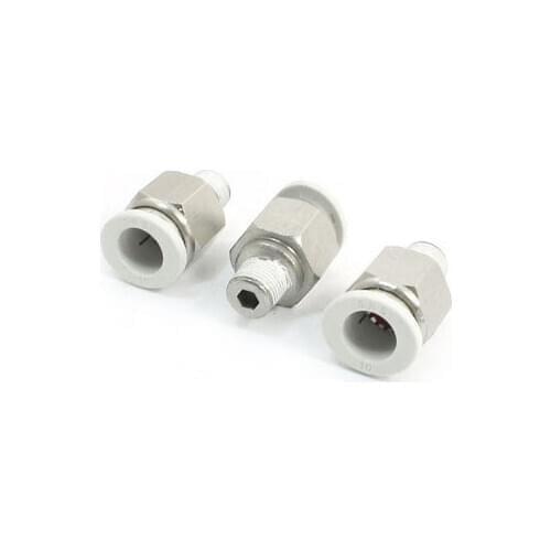 10mm Tube 1/4" NPT Male Thread Push in Connecter Quick Couplers Fittings 3Pcs