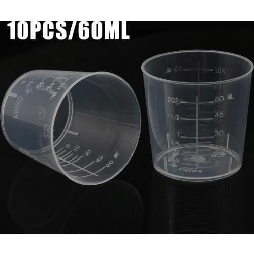 10pcs 60mL Clear Plastic Measuring Cup with Scale Surface Liquid Container Graduated Beaker Household Kitchen Cooking Tool