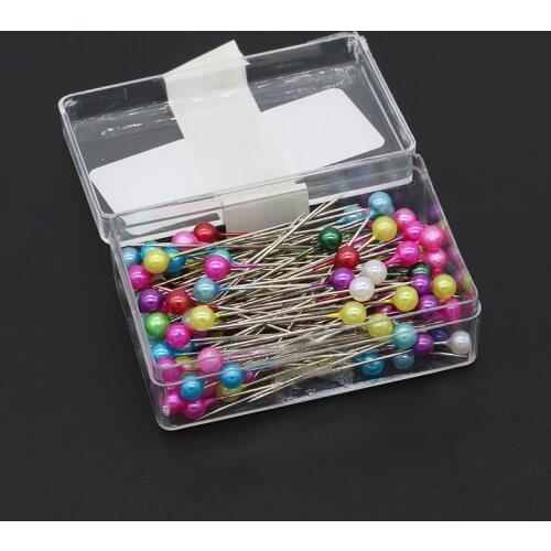 100 Pcs/box Round Pearl Head Dressmaking Pins Needles Stitch DIY Craft Wedding Corsage Sewing Positioning Box Sewing Pins Tools
