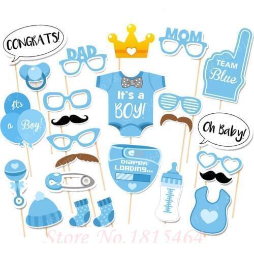 25pcs/set It Is A Boy/Girl Baby Shower Birthday Party Photo Booth Props Newborn Boy Photobooth Props 1st Birthday Baby Shower